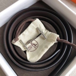 Replica Hermes Dark Brown Leather H Buckle Belt