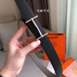 Replica Hermes Taupe Gray Leather H Buckle Belt