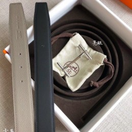 Replica Hermes Taupe Gray Leather H Buckle Belt