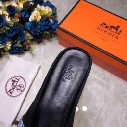 Replica Hermes Black Crystal H Buckle Loafer