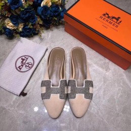 Replica Hermes Beige Crystal H Buckle Loafer