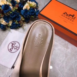 Replica Hermes Beige Crystal H Buckle Loafer