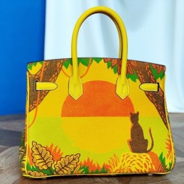 Replica Hermes Yellow Green Print Birkin 25 Bag