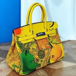 Replica Hermes Yellow Green Print Birkin 25 Bag