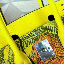 Replica Hermes Yellow Green Print Birkin 25 Bag