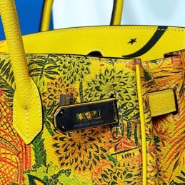 Replica Hermes Yellow Green Print Birkin 25 Bag