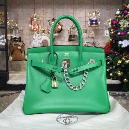 Replica Hermes Green Birkin 35 Bag Silver Chain