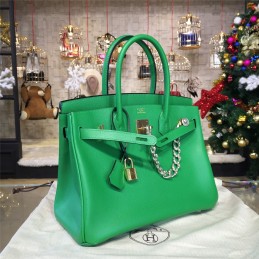 Replica Hermes Green Birkin 35 Bag Silver Chain