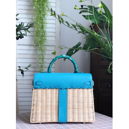 Replica Hermes Turquoise Wicker Kelly Picnic 35 Bag