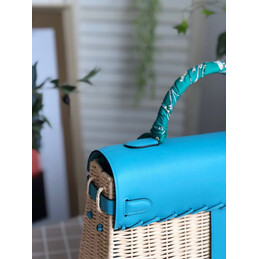 Replica Hermes Turquoise Wicker Kelly Picnic 35 Bag