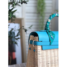Replica Hermes Turquoise Wicker Kelly Picnic 35 Bag