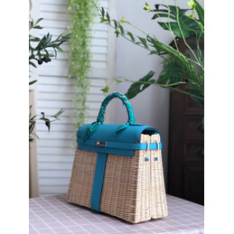 Replica Hermes Turquoise Wicker Kelly Picnic 35 Bag