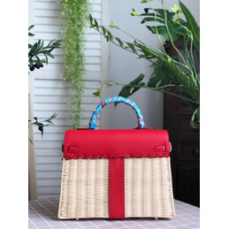 Replica Hermes Red Wicker Kelly Picnic 35 Bag