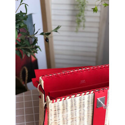 Replica Hermes Red Wicker Kelly Picnic 35 Bag