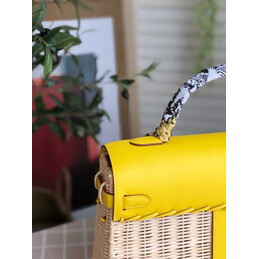 Replica Hermes Yellow Wicker Kelly Picnic 35 Bag