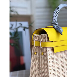 Replica Hermes Yellow Wicker Kelly Picnic 35 Bag