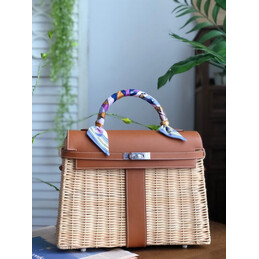 Replica Hermes Brown Wicker Kelly Picnic 35 Bag
