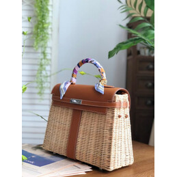 Replica Hermes Brown Wicker Kelly Picnic 35 Bag