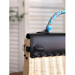 Replica Hermes Black Wicker Kelly Picnic 35 Bag