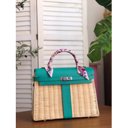 Replica Hermes Green Wicker Kelly Picnic 35 Bag