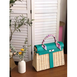 Replica Hermes Green Wicker Kelly Picnic 35 Bag