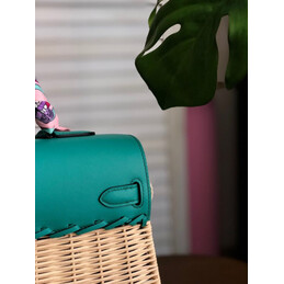 Replica Hermes Green Wicker Kelly Picnic 35 Bag
