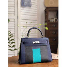 Replica Hermes Navy Blue Colorblock Kelly 28 Bag