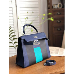 Replica Hermes Navy Blue Colorblock Kelly 28 Bag