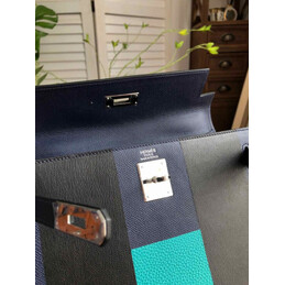 Replica Hermes Navy Blue Colorblock Kelly 28 Bag