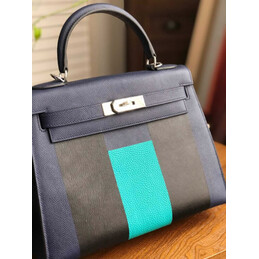 Replica Hermes Navy Blue Colorblock Kelly 28 Bag
