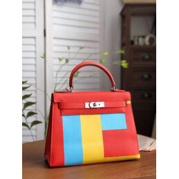Replica Hermes Red Yellow Colorblock Kelly 28 Bag