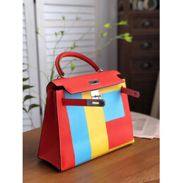 Replica Hermes Red Yellow Colorblock Kelly 28 Bag