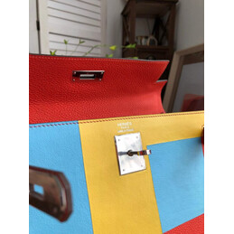 Replica Hermes Red Yellow Colorblock Kelly 28 Bag