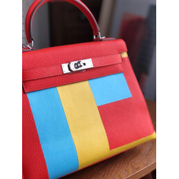 Replica Hermes Red Yellow Colorblock Kelly 28 Bag