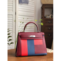 Replica Hermes Burgundy Red Colorblock Kelly 28 Bag