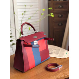 Replica Hermes Burgundy Red Colorblock Kelly 28 Bag