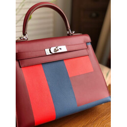 Replica Hermes Burgundy Red Colorblock Kelly 28 Bag