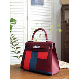 Replica Hermes Burgundy Red Colorblock Kelly 28 Bag