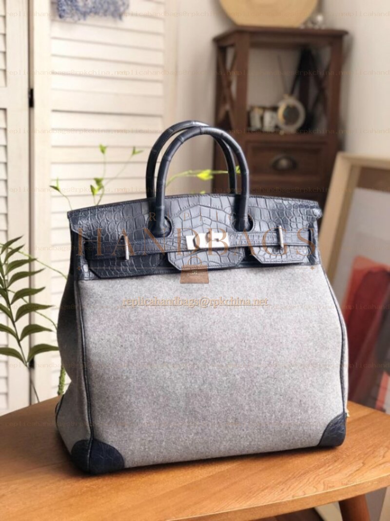 Replica Hermes Gray Black Birkin 40 Bag