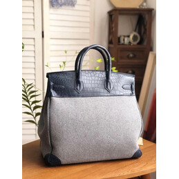 Replica Hermes Gray Black Birkin 40 Bag