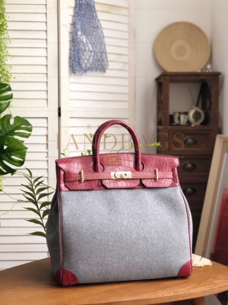 Replica Hermes Burgundy Gray Birkin 40 Bag