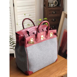 Replica Hermes Burgundy Gray Birkin 40 Bag