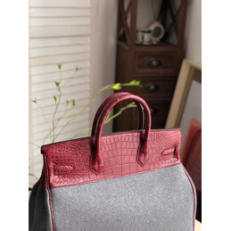 Replica Hermes Burgundy Gray Birkin 40 Bag