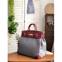 Replica Hermes Burgundy Gray Birkin 40 Bag