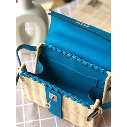 Replica Hermes Blue Wicker Kelly Picnic 20 Bag