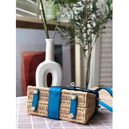 Replica Hermes Blue Wicker Kelly Picnic 20 Bag