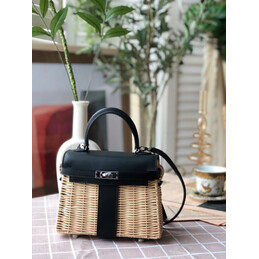 Replica Hermes Black Wicker Kelly Picnic 20 Bag
