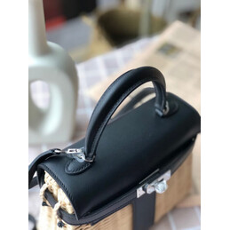 Replica Hermes Black Wicker Kelly Picnic 20 Bag
