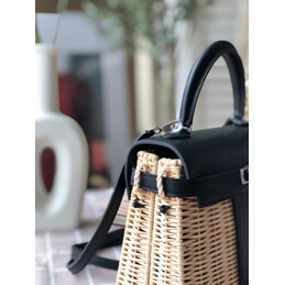 Replica Hermes Black Wicker Kelly Picnic 20 Bag