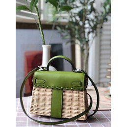 Replica Hermes Green Wicker Kelly Picnic 20 Bag
